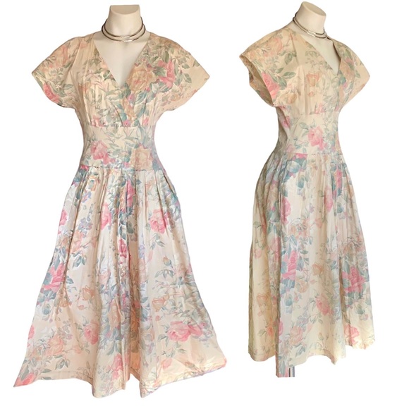 v i n t a g e :: Pastel Floral Romantic Cottagecore ILGWU Dress - Picture 11 of 14